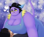  &lt;3 2019 anthro big_breasts black_hair bodily_fluids breasts catty_(undertale) domestic_cat domination dr._chaos duo eyebrows fangs felid feline felis female female_domination fur hair half-closed_eyes hi_res human male male/female mammal narrowed_eyes on_top overweight overweight_female pinned purple_body purple_fur size_difference sweat thick_eyebrows undertale video_games yellow_sclera 