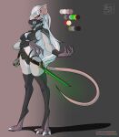  anthro clothed clothing comic female hair hi_res invalid_tag katana leather mammal melee_weapon murid murine poison rat red_eyes rodent scalesindark sword text url weapon white_body white_hair 