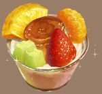  butayaro1 cup food food_focus fruit grey_background melon melon_slice original pineapple pineapple_slice pudding simple_background sparkle strawberry 