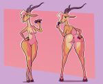  abstract_background antelope anthro blackmore bovid breasts butt disney electronics female front_view gazelle gazelle_(zootopia) genitals hand_on_butt hand_on_hip hi_res horn looking_back mammal microphone nude pussy rear_view solo spread_butt spreading zootopia 