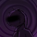  1:1 abstract_background anthro censor_bar clothing depression eyeless jacket lagomorph leporid long_ears male mammal monochrome purple_and_black purple_background purple_clothing rabbit simple_background solo spiral_background topwear vent_art ylf 