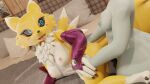 16:9 3d_(artwork) all_fours animal_ears animated anthro areola armwear bandai_namco bed big_breasts black_nose black_sclera blinking blue_eyes blush bouncing_belly bouncing_breasts breasts canid canine clothing collaboration colored_sclera colored_skin curvy_figure digimon digimon_(species) digiphilia digital_media_(artwork) duo female female_penetrated female_pov fingers first_person_view fluffy fluffy_tail fur furniture furriesvr glistening glistening_body glistening_hair glistening_skin guilmon gynomorph hair hi_res humanoid_pointy_ears hybrid_animation inside intersex intersex/female interspecies looking_at_viewer loop lying male male/female male_focus male_on_top mammal markings moan mostly_nude multicolored_body multicolored_fur music navel neck_tuft nipples nude on_top open_mouth orange_body orange_skin penetration purple_markings renamon sex slow_sex solo_focus sound spread_legs spreading straddling tail teemoty tuft voice_acted white_body white_fur wide_hips widescreen yellow_body yellow_fur