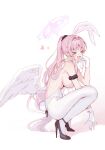  &gt;_&lt; :d angel_wings animal_ears blue_archive bow bowtie detached_collar fake_animal_ears fake_tail feathered_wings halo highres leotard low_wings mika_(blue_archive) oh_(aung_ae) pantyhose pink_hair pink_halo playboy_bunny rabbit_ears rabbit_tail smile strapless strapless_leotard tail traditional_bowtie trinity_general_school_swimsuit white_wings wing_ornament wings wrist_cuffs xd 