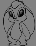  2020 alien ambiguous_gender artbro big_ears black_and_grey dark_end_(stitch!) digital_drawing_(artwork) digital_media_(artwork) disney experiment_(lilo_and_stitch) grey_background hair lilo_and_stitch monochrome semi-anthro simple_background sketch solo standing stitch! 