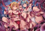 2girls bikini blonde_hair blue_eyes bound breasts character_request consensual_tentacles copyright_request fluegel_(kaleido_scope-710) highres imminent_rape long_hair maid maid_headdress monster multiple_girls navel red_bikini red_eyes restrained spread_legs swimsuit tentacle_pit tentacles twintails white_bikini 