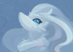 2024 absurd_res blue_eyes blush digital_media_(artwork) eyelashes female fluffy fur generation_5_pokemon hair hi_res legendary_pokemon long_hair metalisk nintendo pokemon pokemon_(species) reshiram simple_background smile snout solo white_body white_fur white_hair