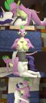  3d_(artwork) absurd_res all_fours animal_genitalia animal_penis anthro anthro_on_anthro anthro_penetrated anthro_penetrating anthro_penetrating_anthro bed big_breasts bottomless breasts clothed clothing comic crossgender digital_media_(artwork) dragon equid equine equine_penis female female_penetrated friendship_is_magic furniture genitals hi_res horn kissing male male/female male_penetrating male_penetrating_female mammal my_little_pony nipples nude papadragon69 penetration penis pillow rarity_(mlp) sex spike_(mlp) titfuck unicorn 
