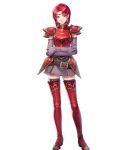  1girl armor bangs belt black_legwear boots breastplate circlet dress earrings elbow_gloves fire_emblem fire_emblem:_the_binding_blade fire_emblem_heroes full_body gloves highres jewelry kiyu_(zuyu) melady_(fire_emblem) official_art purple_dress red_armor red_eyes red_hair shiny shiny_clothes shiny_hair short_dress short_hair shoulder_armor sleeveless solo thigh_boots thighhighs thighhighs_under_boots transparent_background white_background zettai_ryouiki 
