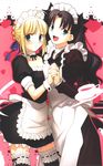  fate/stay_night maid saber symmetrical_docking tohsaka_rin type_moon 