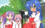  hiiragi_kagami hiiragi_tsukasa izumi_konata lucky_star miko takara_miyuki vector 