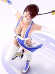 3d breasts cleavage dead_or_alive incise_soul kasumi_(doa) large_breasts m-rs nipple_slip nipples pelvic_curtain ponytail solo thighhighs 