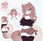  &lt;3_marking &lt;3_panties &lt;3_tongue 2019 alternate_version_at_source anthro arm_tuft big_breasts big_tail black_clothing black_gloves black_legwear black_stockings black_topwear blue_background blue_eyes blush bottomwear bow_tie breasts brown_body brown_fur brown_hair brown_inner_ear chest_tuft choker clothed clothing clothing_lift confusion crossed_arms digital_media_(artwork) domestic_cat elbow_tufts english_text eyelashes felid feline felis female flustered front_view fur gloves hair handwear harness heart_marking heart_panties heart_pattern hi_res ichiigoneko jewelry legwear long_hair long_tail looking_aside looking_back mammal navel necklace off_shoulder open_mouth panties pattern_clothing pattern_underwear pawpads pink_clothing pink_hair pink_harness pink_nose pink_panties pink_pawpads pink_paws pink_underwear rear_view sharp_teeth simple_background sketch_page skirt skirt_lift smile solo stockings teeth text topwear tuft underwear wavy_hair 