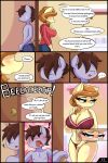  ! ... 2:3 ? absurd_res age_difference anthro anthrofied big_breasts blush bra breasts cleavage clothed clothing comic cream_heart_(mlp) dialogue duo english_text equid equine fan_character female hasbro hi_res male mammal mature_anthro mature_female my_little_pony older_female panties text thecoldsbarn underwear younger_male 