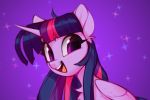  chest_tuft equid equine female feral friendship_is_magic fur hair hasbro hi_res horn horse mammal my_little_pony open_mouth open_smile pony purple_background purple_body purple_eyes purple_fur simple_background smile tongue tuft twilight_sparkle_(mlp) vensual99 winged_unicorn wings 