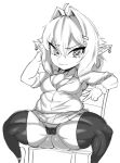  absurd_res adelia_(changbae) breasts butt camel_toe changbae cleavage clothed clothing female goblin hi_res humanoid legwear monochrome not_furry panties short_stack solo spread_legs spreading thick_thighs thigh_highs underwear 