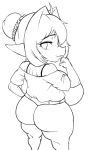 adelia_(changbae) big_breasts big_butt breasts butt changbae female goblin hi_res huge_breasts humanoid monochrome not_furry simple_background solo white_background 