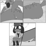  ambiguous_gender anthro baby_pok&eacute;mon black_and_white blush butt canid canine clothed clothing comic deino digital_drawing_(artwork) digital_media_(artwork) duo english_text fingers fur greyscale hair hi_res leg_tuft male male/male mammal micro monochrome nintendo open_mouth partially_clothed pok&eacute;mon pok&eacute;mon_(species) riolu rudi_(toondude10) simple_background smile sparky_the_chu teeth text tongue tuft video_games white_background xazzon_(character) 