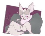  2020 accessory aggressive_retsuko anthro anus bedroom_eyes blush bottomwear chinchilla chinchillid clothed clothing clothing_lift female flashing front_view full-length_portrait fur genitals hair_accessory hair_bow hair_ribbon junyois looking_at_viewer mammal manaka_(aggretsuko) narrowed_eyes no_underwear pillow portrait presenting presenting_pussy pussy reclining ribbons rodent sanrio seductive skirt skirt_lift solo topwear tuft 
