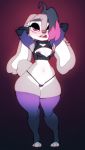  anthro areola breasts clothing doxy ear_piercing female lagomorph legwear leporid mammal nipple_piercing nipples piercing rabbit raised_arm ruby_(othinus) solo thick_thighs thigh_highs wide_hips 