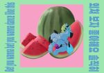  absurd_res anthro asian_clothing bodily_fluids clothing east_asian_clothing fish food fruit fundoshi hi_res japanese_clothing male marine melon micro overweight overweight_anthro overweight_male plant red_flavor red_velvet retro_future shark slightly_chubby solo underwear watermelon 