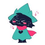  &gt;_&lt; &lt;3 2020 ambiguous_gender anthro biped black_body black_fur blush blush_stickers bovid caprine clothing deltarune digital_media_(artwork) eyes_closed eyewear fur glasses green_clothing green_glasses green_hat green_headwear hat headgear headwear hyeing02 mammal pink_scarf ralsei scarf simple_background smile solo standing video_games white_background 