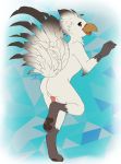  anthro avian balls beak bird butt chocobo feathers final_fantasy fletcher_quill genitals hi_res hindpaw male nude open_beak open_mouth pawpads paws penis princessharumi smile solo square_enix standing tail_feathers video_games white_body white_feathers 