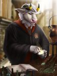  2020 3:4 amur anthro bovid bovine cattle clothed clothing digital_media_(artwork) hair harry_potter hi_res horn male mammal solo standing 