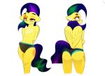  anthro balls bedroom_eyes biped bottomwear chest_tuft clothing cosmic_hair cutie_mark equid equine erection ethereal_hair fan_character genitals girly hasbro hi_res horse looking_at_viewer male mammal my_little_pony n0nnny narrowed_eyes pants pegasus piercing pony pseudo_hair seductive solo tuft wings 