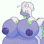  1:1 antennae_(anatomy) anthro areola belly big_breasts breasts eyelashes female goodra green_eyes hi_res huge_breasts multicolored_body nintendo noirnoir nude overweight overweight_anthro overweight_female pok&eacute;mon pok&eacute;mon_(species) purple_body slime solo two_tone_body video_games 