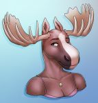  2020 anthro antlers breasts capreoline cervid digital_media_(artwork) eyebrows eyelashes female horn inkmaven mammal moose smile solo 