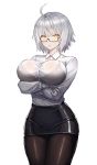  bra breast_hold fate/grand_order jeanne_d&#039;arc jeanne_d&#039;arc_(alter)_(fate) megane pantyhose see_through ye 