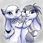  1:1 2020 anthro dotted_background duo ears_down female fur hand_holding hi_res lagomorph leporid looking_at_viewer mammal nude open_mouth open_smile pattern_background pivoted_ears rabbit ribbontail_(character) ribbontini signature simple_background smile smores_(ribbontini) 