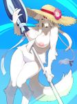  anthro bikini blush breasts canid canine canis clothed clothing domestic_dog edit female fur hair helga_(world_flipper) hi_res kame_3 kemono looking_at_viewer mammal nipples partially_clothed smile solo swimwear video_games white_body world_flipper 