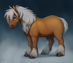  2020 ambiguous_gender blue_eyes brown_body brown_fur digital_media_(artwork) equid equine feral fur grey_body grey_fur hooves horse mammal solo zazush-una 