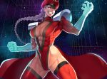  armor braids breasts cape cleavage cropped elbow_gloves genderswap gloves gray_hair hat leotard long_hair m.bison ogami ponytail skintight space stars street_fighter thighhighs 