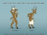  4:3 anthro cervid cervine clothing el-yeguero english_text furry_problems male mammal nude shirt solo tank_top text topwear 