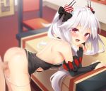  1girl against_table azur_lane bangs black_bow black_dress blush bow breasts bridal_gauntlets censored chair china_dress chinese_clothes clothed_sex doggystyle dress eyebrows_visible_through_hair hair_ornament hand_on_own_face heart heart_hair_ornament long_hair mosaic_censoring nnyara no_wings panties penis red_eyes sex sex_from_behind short_dress sideboob sleeveless sleeveless_dress small_breasts table twintails underwear vampire_(azur_lane) vampire_(the_breath_of_spring)_(azur_lane) white_hair white_panties 