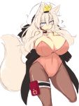  3:4 ? ahoge animal_humanoid big_breasts biped blonde_hair breasts cat_humanoid cleavage clothed clothing collar curvaceous curvy_figure felid felid_humanoid feline feline_humanoid female fluffy fluffy_tail front_view hair hat headgear headwear huge_breasts humanoid humanoid_hands inner_ear_fluff legband leotard light_skin long_hair looking_at_viewer mammal mammal_humanoid mudaikun navel open_mouth pupils simple_background slit_pupils solo standing thighband tuft voluptuous white_background white_eyes wide_hips 