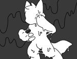  anthro artwork_(digital) canid changed_(video_game) dragontim goo_transformation gooey lin_(changed) male mammal monochrome simple_background solo transformation white_goo 