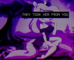  animaniacs breasts cleavage clothed clothing covered_eyes creamytea dress english_text female forest fur hi_res minerva_mink purple_background retro rock simple_background sitting smile text tree unknown_editor vaporwave vhs_filter warner_brothers white_body white_fur 