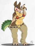  2019 activision anthro areola areola_slip belt bikini bikini_pull bikini_top bottomwear breasts canid canine canis clothing crash_bandicoot_(series) crocodile crocodilian crocodylid crossgender dingo dingodile female front_view full-length_portrait hi_res hybrid licking licking_lips licking_own_lips looking_at_viewer mammal meatboom mtf_crossgender one_eye_closed pants pants_pull portrait reptile scalie self_lick slightly_chubby solo standing swimwear tongue tongue_out undressing video_games wink 