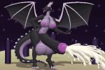  3:2 ahegao anthro balls big_balls big_breasts big_penis big_tail black_body blush bodily_fluids breasts claws cum cumshot detailed_background digital_media_(artwork) digitigrade dragon ejaculation ender_dragon excessive_cum genital_fluids genitals hand_on_hip herm hi_res horn huge_balls huge_penis humanoid_genitalia humanoid_penis hyper hyper_balls hyper_genitalia hyper_penis intersex knockedoutdragon looking_pleasured looking_up macro minecraft nipples open_mouth penis pixel_(artwork) purple_body purple_eyes purple_nipples purple_scales scales solo spikes spread_wings standing thick_thighs tongue tongue_out video_games wings 