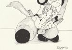  alex_delobo_(character) anthro balls belly_bulging bodily_fluids cum cum_inside duo eeveelution ejaculation feral genital_fluids genitals hatching_(art) hi_res hybrid jewelry k9player_(artist) kneeling lucario male male/male male_penetrated male_penetrating male_penetrating_male necklace nintendo open_mouth penetration pok&eacute;mon pok&eacute;mon_(species) shaded size_difference spread_legs spreading traditional_media_(artwork) umbreon video_games 