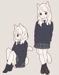  1girl animal_ears cat_ears cat_girl commentary crossed_legs english_commentary furry original pleated_skirt school_uniform skirt solo tagme tail yagi_(s1120411) 