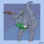  1:1 absurd_res anthro apron apron_only bent_over big_breasts breasts clothing cupcake female food greasymojo hi_res huge_breasts mostly_nude nintendo nipples pok&eacute;mon pok&eacute;mon_(species) rhydon solo thick_thighs video_games 