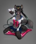  2020 5_fingers anthro black_hair blue_eyes breasts clothing costume digital_media_(artwork) eyebrows eyelashes felid female fingers fur hair hi_res kneeling mammal melianah open_mouth pantherine sailor_moon_(series) solo spots spotted_body spotted_fur teeth tongue 