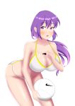  artist_name beach_volleyball bikini breasts gym highres large_breasts mangakay84 original purple_hair sport sportswear swimsuit volleyball water_volleyball 