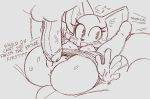  anthro black_and_white breasts chiropteran clothed clothing female genitals male male/female mammal monochrome multitasking partially_clothed penis rouge_the_bat sonic_the_hedgehog_(series) video_games wamudraws 