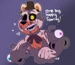  ! &lt;3 1_eye 2017 animatronic anthro black_nose blue_eyes bow bow_tie claws clothing dialogue english_text eyeball eyebrows five_nights_at_freddy&#039;s freddy_fazbear&#039;s_pizzeria_simulator glowing glowing_eyes grey_body grey_claws hat headgear headwear looking_at_viewer machine male mammal metal metallic metallic_body molten_freddy_(fnaf) multicolored_body multicolored_ears multicolored_face nude oddly_cute open_mouth orange_body orange_ears orange_face portrait purple_background purple_eyebrows purple_eyes robot round_ears sharp_claws sharp_teeth simple_background smile snazzamazing solo teeth text top_hat ursid video_games white_body white_ears white_face white_heart wire withered yellow_eyes 