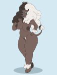  2019 3_toes 4_fingers anthro areola big_breasts black_nose blue_background blue_eyes breasts brown_areola brown_body brown_fur brown_hair brown_nipples canid canine canis curvy_figure curvy_hips domestic_dog evangeline_claire female fingers freckles fur hair hi_res lunarclaws mammal mature_female multicolored_body multicolored_fur multicolored_hair navel nipples nude poodle pubes simple_background slightly_chubby solo thick_thighs toes two_tone_body two_tone_fur two_tone_hair voluptuous white_body white_fur white_hair 